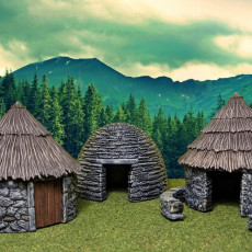Picture of print of CELTIC BEEHIVE HUTS