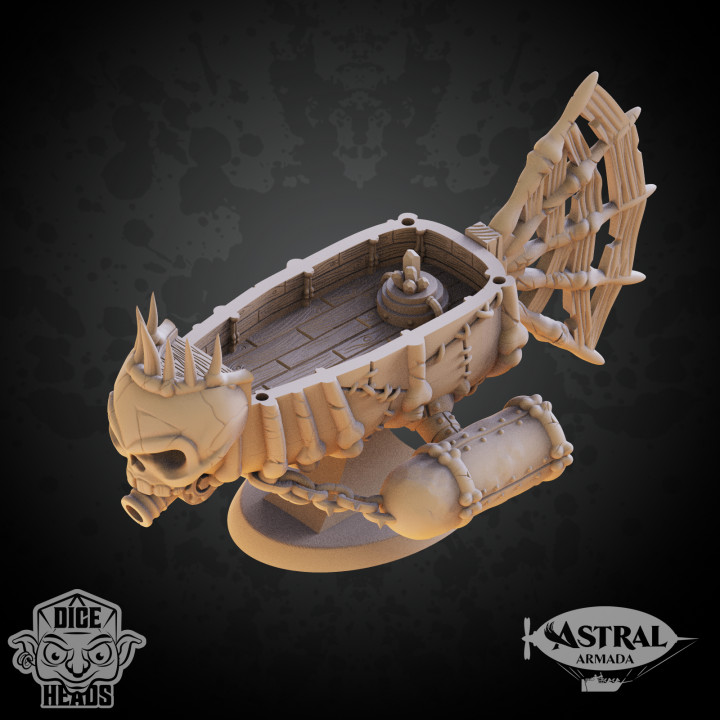 3D Printable Necromancer Skiff Astral Ship (Large Version) by Dice Heads