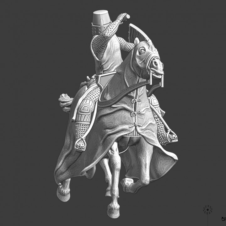Medieval Crusader Knight fighting with mace image