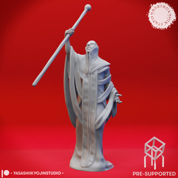 Red Wizard Glass Staff - Tabletop Miniatures (Pre-Supported) image