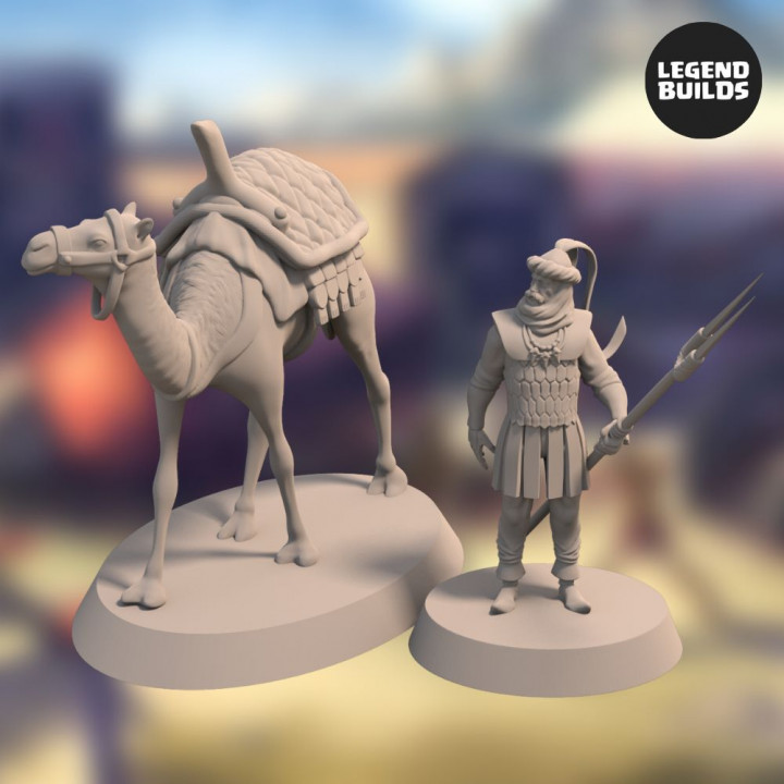 Camel Riders of Qams - Pose 3 - 3D printable miniature – STL file image