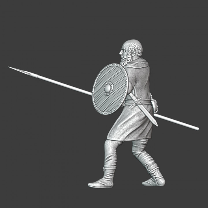 Old civilian townsman with shield and spear image
