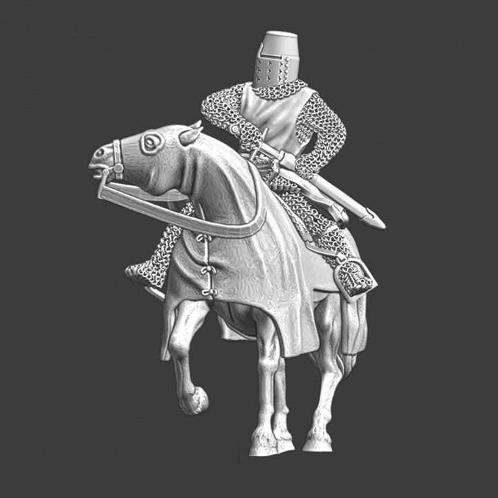 Mounted Crusader knight drawing his blade image