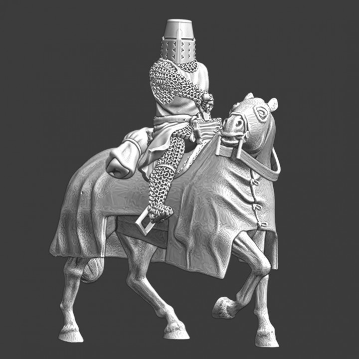 Mounted Crusader knight drawing his blade image