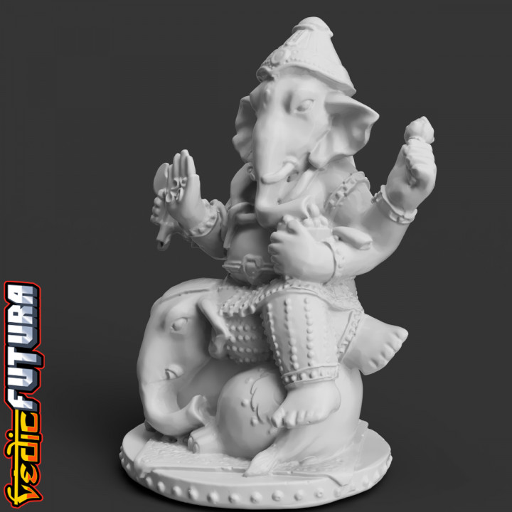 3D Printable Mahotkata Ganesha Riding an Elephant by VedicFutura