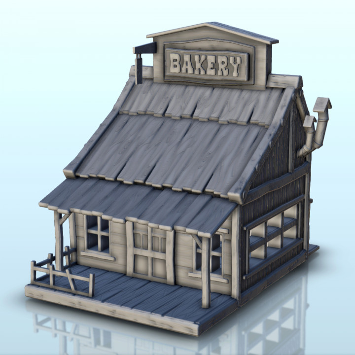 Western bakery with high-roof and metal-chimney (5) - Wild West USA America cow-boy image