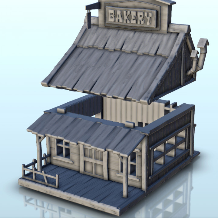 Western bakery with high-roof and metal-chimney (5) - Wild West USA America cow-boy image