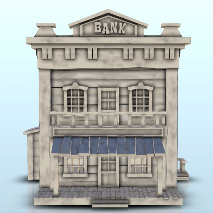 Western bank building with floor and canopy (7) - Wild West USA America cow-boy image