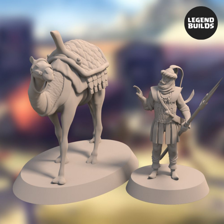 Camel Riders of Qams - Pose 6 - 3D printable miniature – STL file image