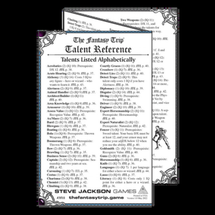 The Fantasy Trip Talent Reference image