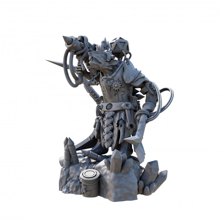 Ratkin Warlock Engineer With Missile Launcher | Fantasy Resin Miniatures image