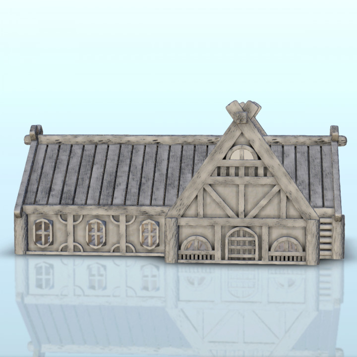 Large town hall with wooden roof (15) - Medieval building middle age image
