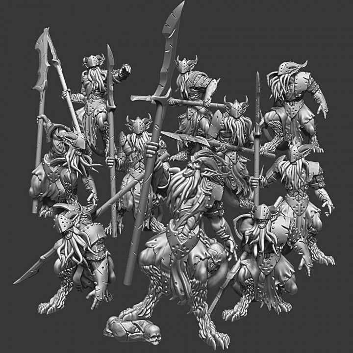 Bearded Devils (Barbazu) - (Set of 10 Infernal Shock troops x 32mm scale presupported miniatures) image