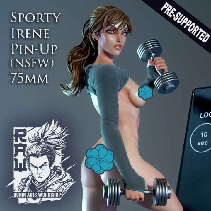 Sporty Irene Pin Up 75mm (NSFW Version) Pre-Supported image
