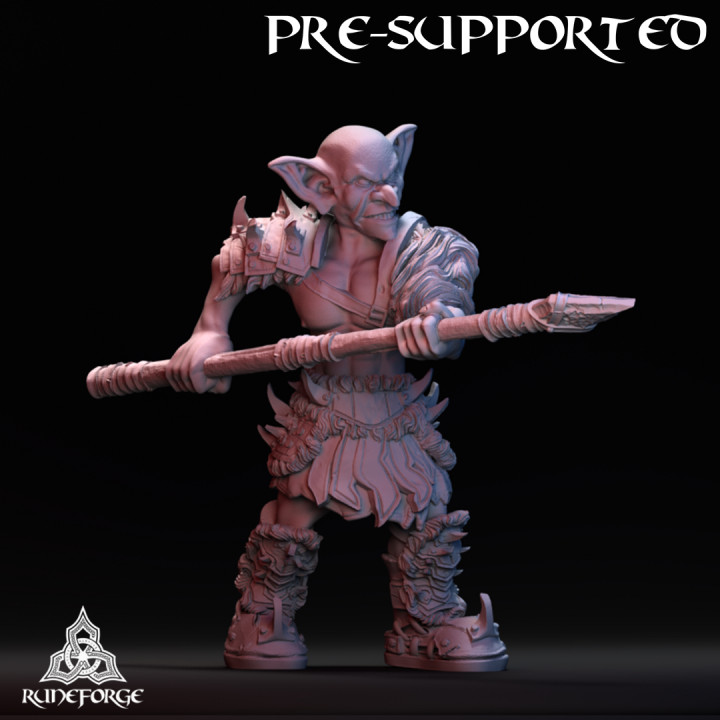 3D Printable Forest Goblin - Two-handed Spear by Runeforge Studios