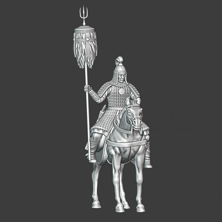 Mounted Mongolian with banner image