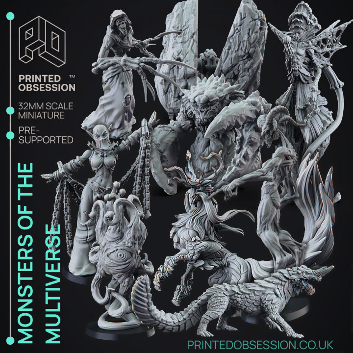 Monsters of the Multiverse - 9 Major monsters including Zuggtmoy and the Night Walker - PRESUPPORTED - 32mm scale image