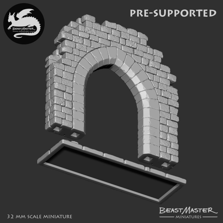 Arch Gate Ruin - Pre-supported - 32mm scale image