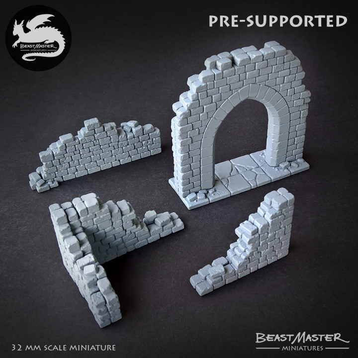 Arch Gate Ruin Set - Pre-supported - 32mm scale image