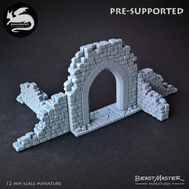 Arch Gate Ruin Set - Pre-supported - 32mm scale image