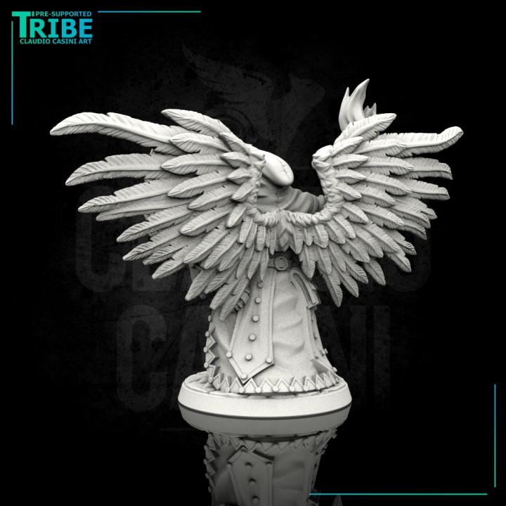 (0077) Male featherfolk birdman wizard with flame spell