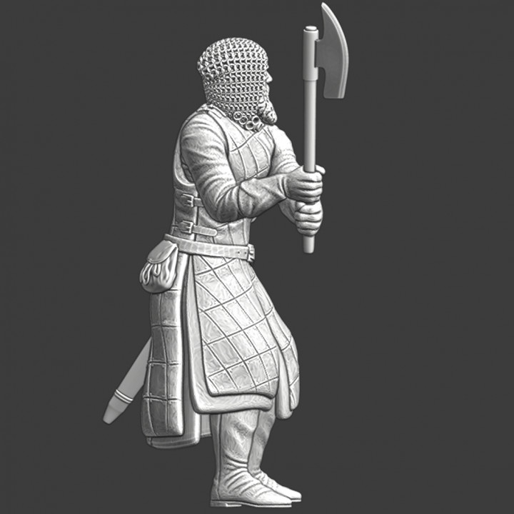 Medieval Swedish crusader fighting with 1 and 1/2 hand-axe image