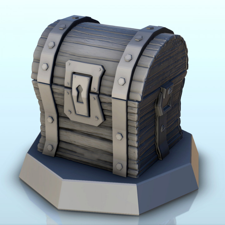 Wooden chest on base (+ pre-supported version) (2) - Darkness Chaos Medieval Zombie Fantasy Monster image