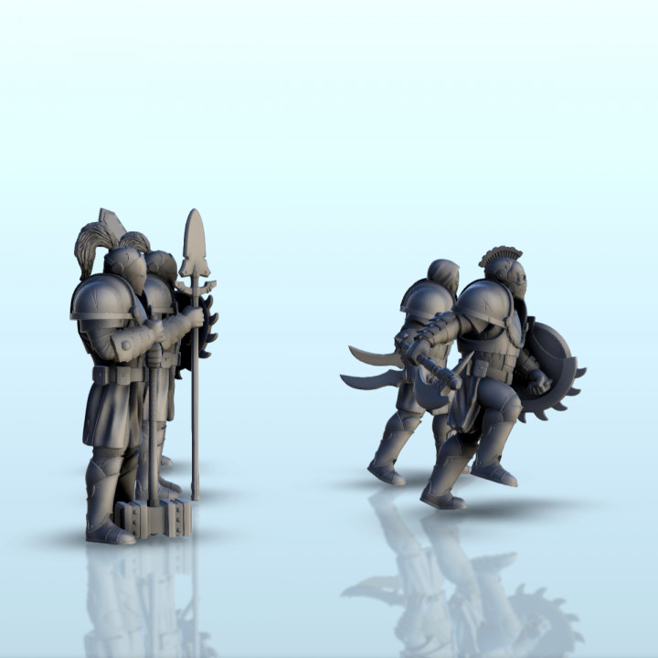 Set of 5 medieval soldiers (+ pre-supported version) (14) - Darkness Chaos Medieval Zombie Fantasy Monster image