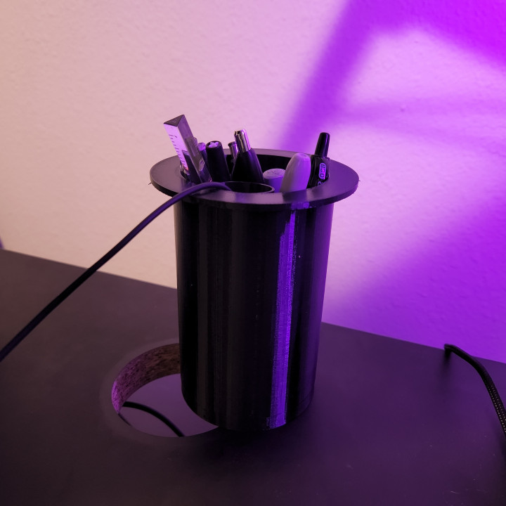 3D Printable Desk Grommet Pen Cup by JW_934