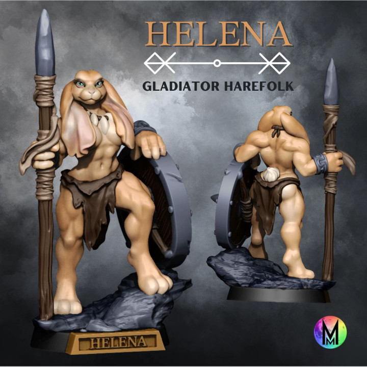 Helena the Harefolk Barbarian Gladiator (anthro rabbit) - Harengon Barbarian