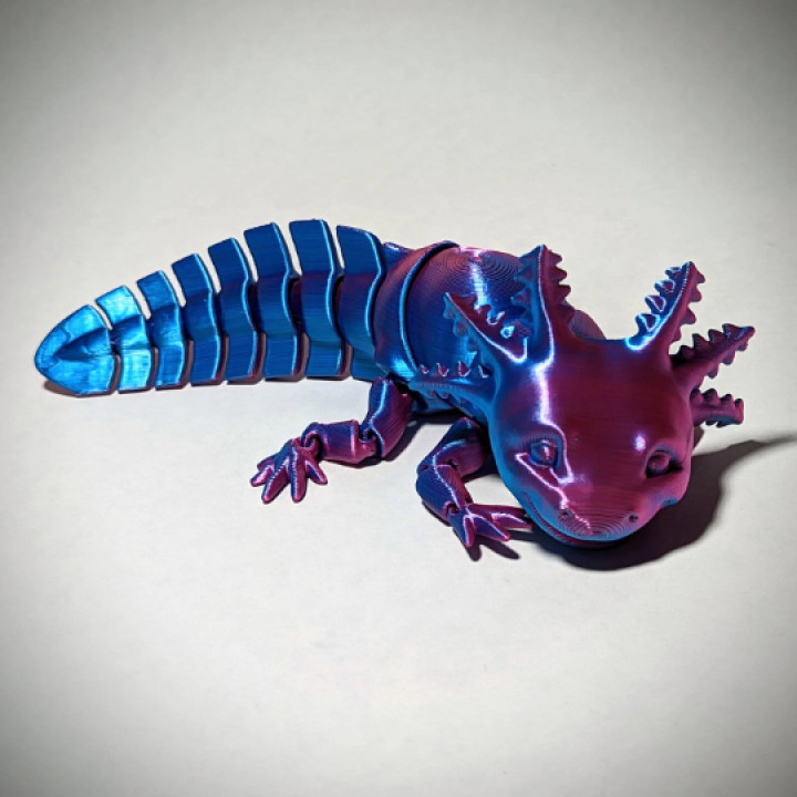 3d print of adorable articulated axolotl print in place body snap fit