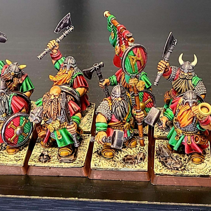 3D Print of Dwarfs Warriors Unit - Highlands Miniatures by The War Pig