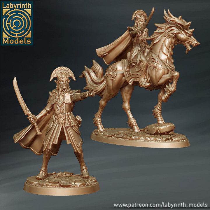 Radiant Elf Prince and Kirin - 32mm scale image