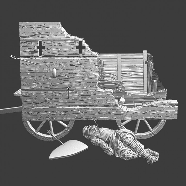 Destroyed medieval war wagon image