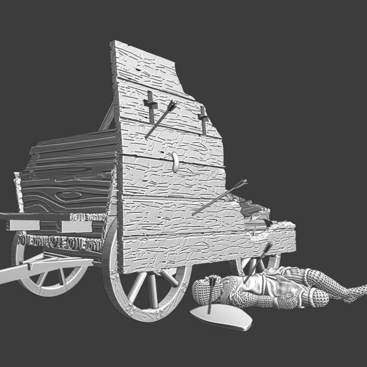Destroyed medieval war wagon image