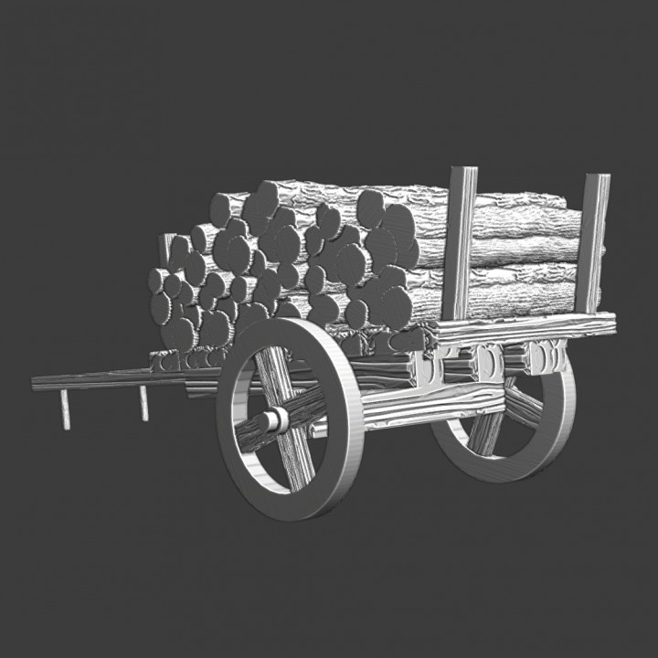Medieval cart with firewood image