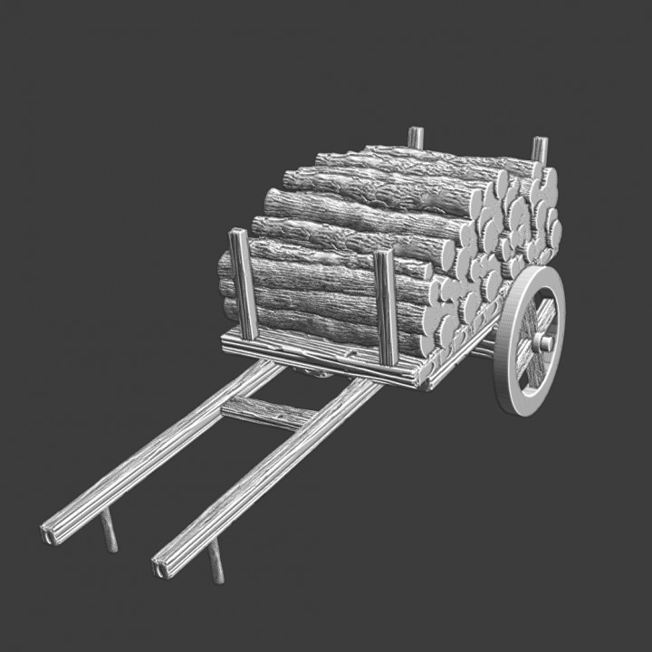 Medieval cart with firewood image