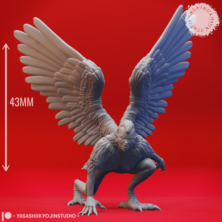 Crouched Harpy - Tabletop Miniature (Pre-Supported) image