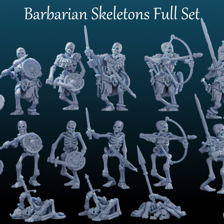 Skeleton Barbarian Miniatures Complete Set image