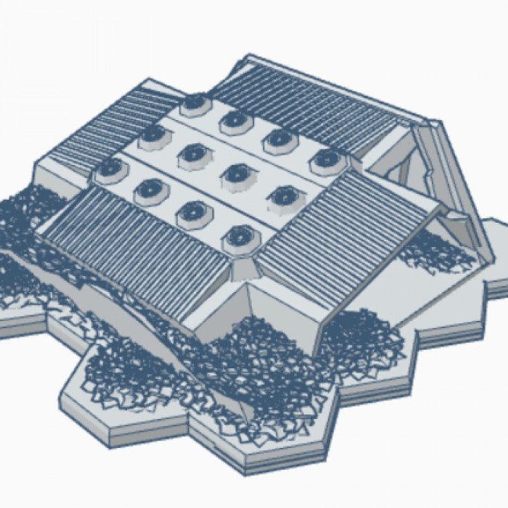 Destroyed Military Hangar with Hex Base MilDHB009