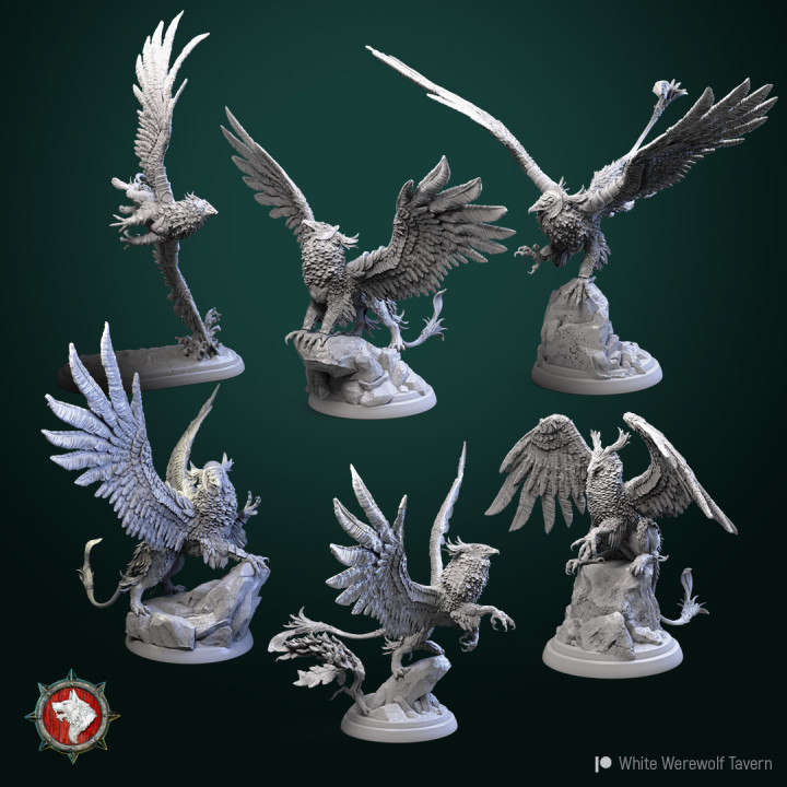 Griffons set 6 miniatures 32 mm pre-supported