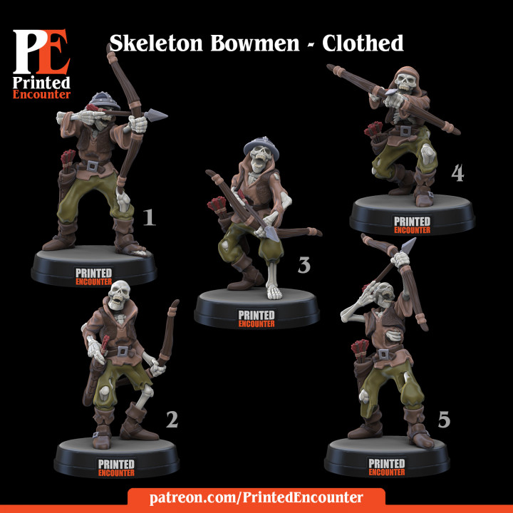 Skeleton Bowmen / Archers - Clothed (pre-supported)