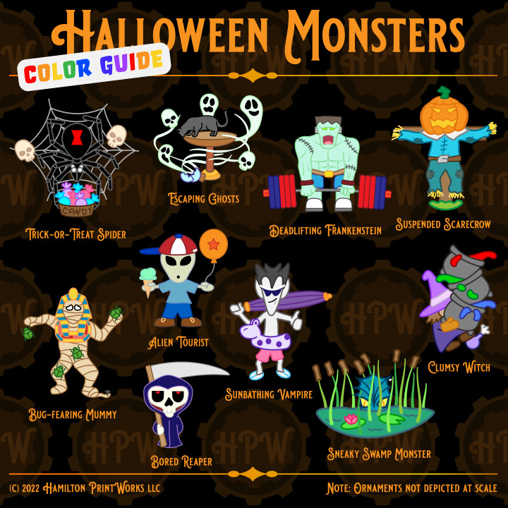 Halloween Monsters Ornament Set | Spooky Decorations image