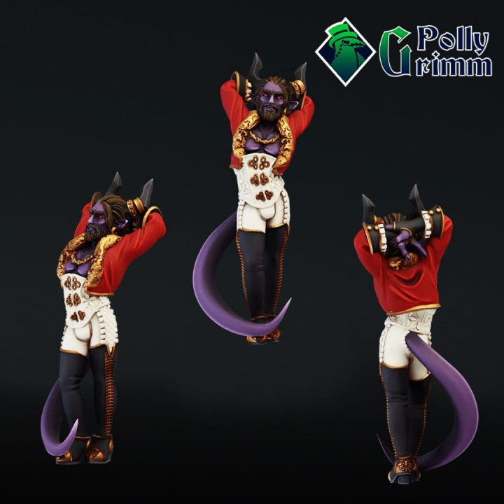 Tabletop fantasy miniature. Sexy tiefling man male courtesan