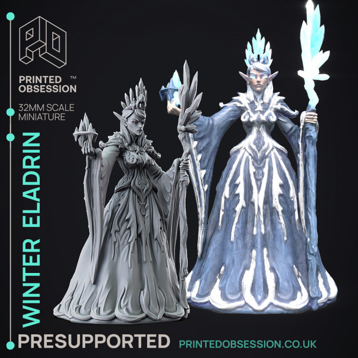 Winter Eladrin - High Fay - PRESUPPORTED - 32mm scale image