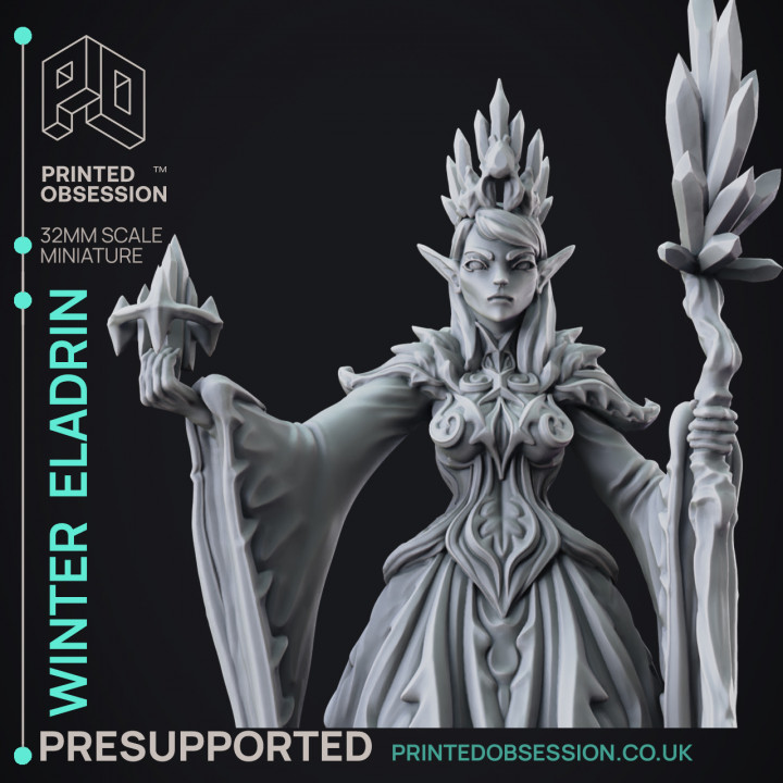 Winter Eladrin - High Fay - PRESUPPORTED - 32mm scale image