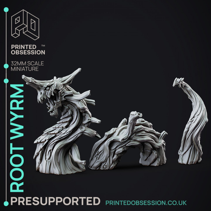 Root Wyrm - Wood Dragon - PRESUPPORTED - 32mm Scale image