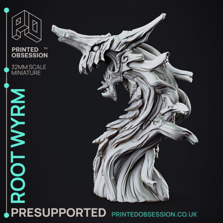 Root Wyrm - Wood Dragon - PRESUPPORTED - 32mm Scale image
