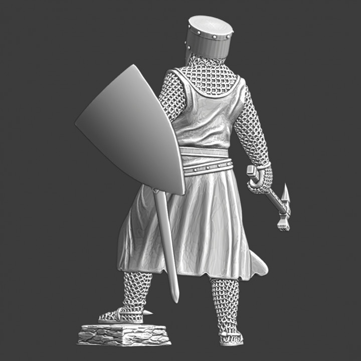 Medieval Crusader knight with warhammer image