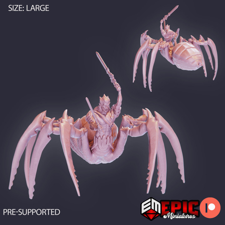 Dark Elf Spider Warrior / Drider Abomination Adventurer / Huge Cave Arachnid image